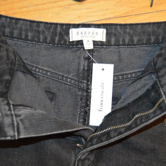 Harper Heritage Black Denim Short Skirt Fringe Rhinestones NWT Medium - Picture 7 of 8